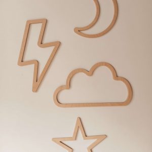 Set of wooden wall decorations