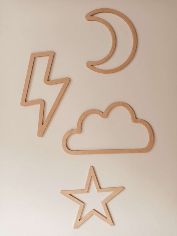 Set of wooden wall decorations